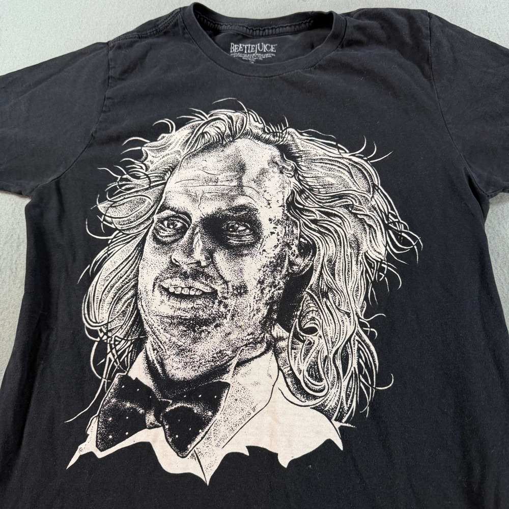 Beetlejuice Graphic T-Shirt Mens Small Black Movie Promo Warner Bros 2018 S